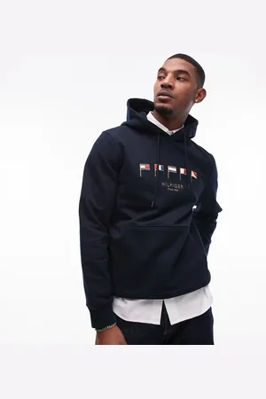 Tommy Hilfiger – Kapuzenpullover mit Flaggenlogos in Marine