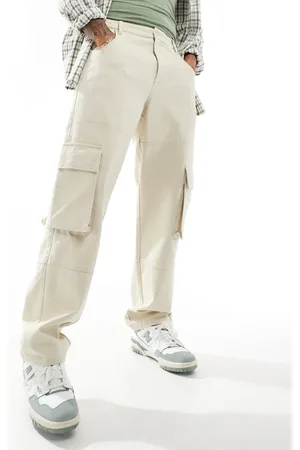 ASOS – Weite Cargohose aus schwerem Canvas in Steinbeige