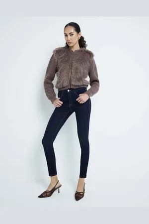 River Island – Skinny-Jeans in sehr dunkelblauer Waschung mit mittelhohem Bund