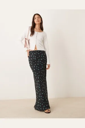 ASOS – Chiffon-Maxirock mit Bias-Cut und Blumenmuster