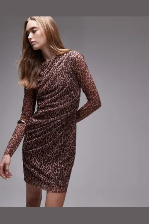 & OTHER STORIES – Langärmliges Netzstoff-Minikleid mit Drapierung und Print