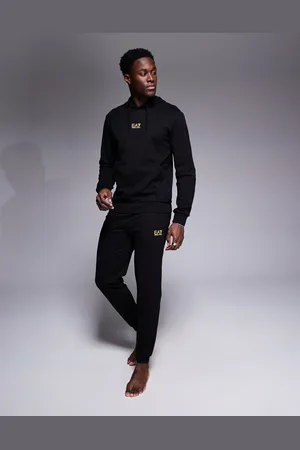 EA7 Armani – – Kapuzenpullover in mit zentralem goldenem Logo