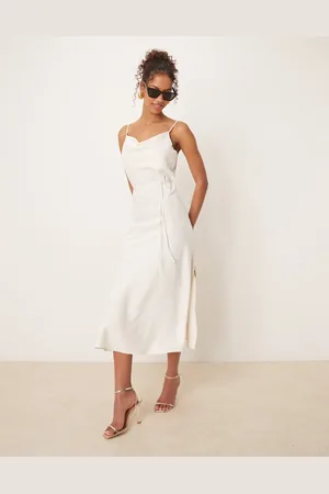 Y.A.S – Midi-Trägerkleid aus Satin in Gardenia