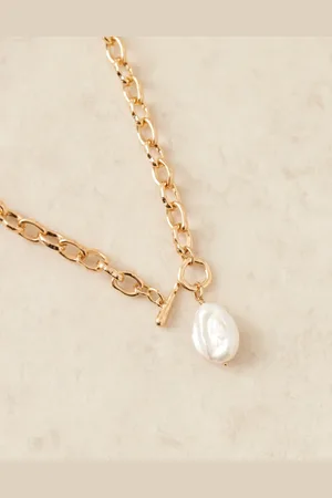 Accessorize – Halskette in Goldoptik mit Perlenanhänger und T-Steg