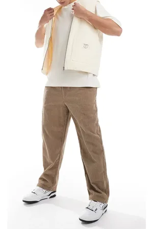 Pull&Bear – Cordhose in Beige mit weitem Bein