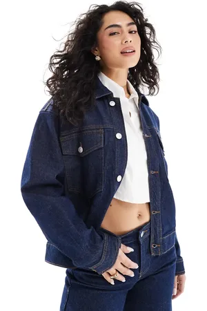 Pieces® – Trucker-Jacke aus dunkelblauem Denim, Kombiteil