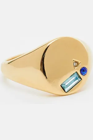 ASOS – Goldfarbener Siegelring aus wasserfestem Edelstahl mit Schmucksteinen