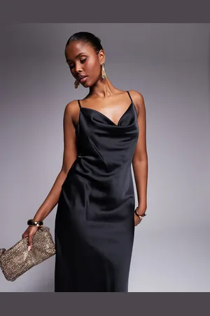 New Look – Satin-Midikleid in mit Wasserfallausschnitt