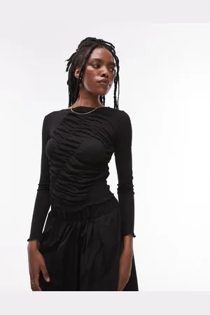 Topshop – Langärmliges, gerafftes Oberteil in