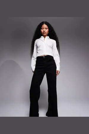 River Island – Schwarze Jeans mit weitem Beinschnitt
