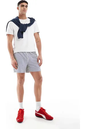 ASOS – Kurz und weit geschnittene Shorts in Blau und Weiß gestreift