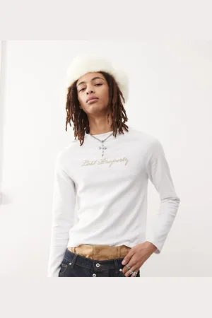 COLLUSION – Langärmeliges Slim-Fit-T-Shirt in mit Waffelstruktur und Kettenstich-Print