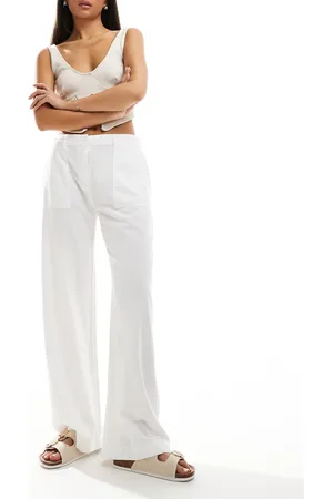 Pull&Bear – Weit geschnittene Baumwollhose in mit verstellbarem Bund