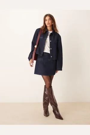 ASOS – Eleganter Minirock aus Denim in Indigoblau mit Nahtdetails