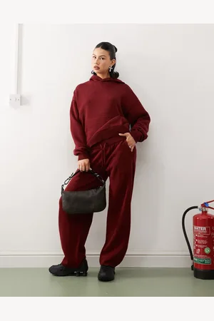 COLLUSION – Gestrickte Oversize-Jogginghose in Burgunderrot, Kombiteil