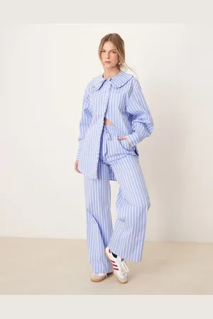 Glamorous – Gerade geschnittene Hose in gestreift, Kombiteil