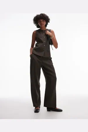Topshop – Jogginghose in Khaki- mit Nadelstreifen, Kombiteil