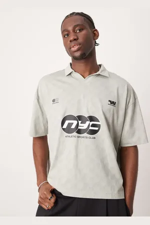 ASOS – Kastiges Oversize-Polohemd in mit Sport-Grafikprint