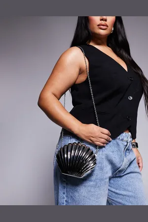 ASOS – Muschel-Clutch in -Optik aus Metall mit Crossbody-Riemen