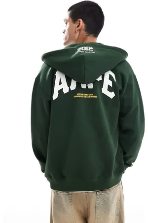A Bathing Ape AAPE by A BATHING APE – Basic-Kapuzenjacke in Dunkelgrün mit Logo und Reißverschluss