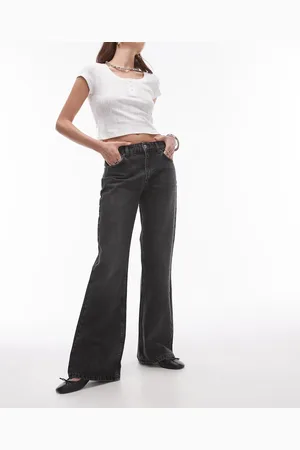 Topshop – Schlagjeans im 90er-Stil in verwaschenem mit mittelhohem Bund