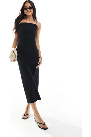 Bershka – Bengaline-Maxikleid in mit Neckholder