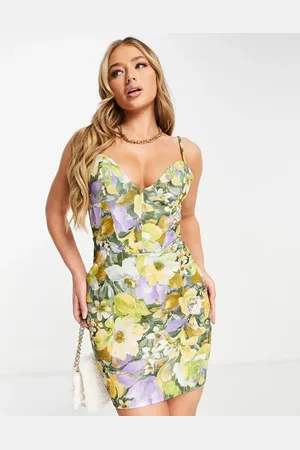 ASOS – Ärmelloses Minikleid mit Körbchen und grünem Blumenmuster