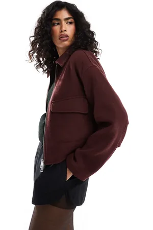 ASOS – Elegante, einfarbige Bomberjacke in Burgunderrot
