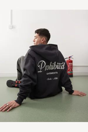 Prohibited – Kapuzenjacke in Dunkelgrau mit Logo-Schriftzug