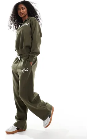 Ralph Lauren – Jogginghose in Dunkelgrün mit weitem Bein, Kombiteil