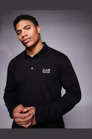 EA7 Armani – – Langärmliges Polohemd in mit goldfarbenem Logo