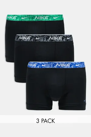 Nike – Everyday – 3er-Pack Unterhosen aus Baumwoll-Stretch mit farbigem Bund in /Blau/Grün