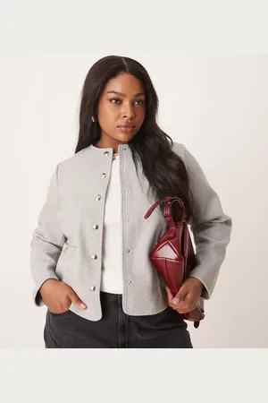 New Look New Look Curve – Jacke in ohne Kragen mit Knopfleiste