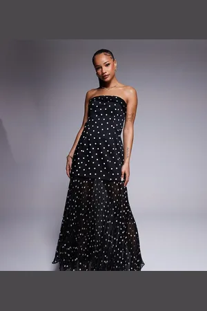 Forever New – Plissiertes, transparentes Midaxikleid in mit Punktemuster