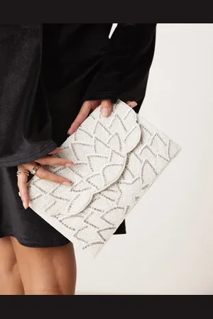 True Decadence – Gemusterte Clutch in mit Perlenbesatz