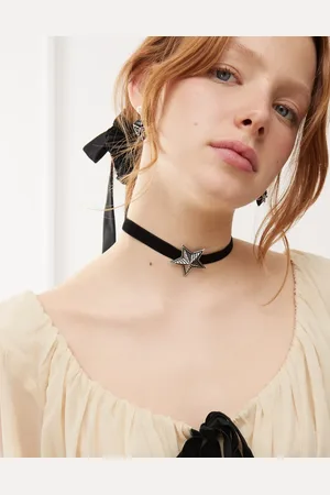 Reclaimed – Unisex-Anhänger in Sterndesign an schwarzem Samtband