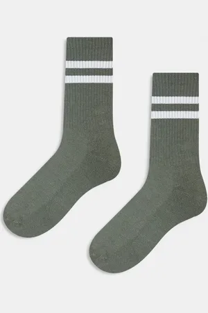 ASOS – 2er-Pack Socken in Khaki mit weißen Streifen
