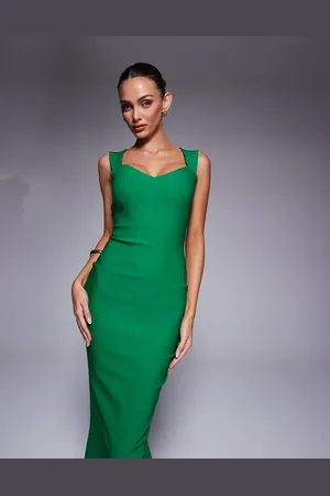 Vesper – Midaxi-Kleid in Smaragdgrün mit Herz- und Rückenausschnitt