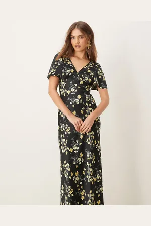 Miss Selfridge – Midikleid mit Blumenprint und V-Ausschnitt