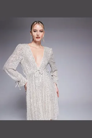 Jaded Rose – Silberfarbenes Minikleid mit Pailletten