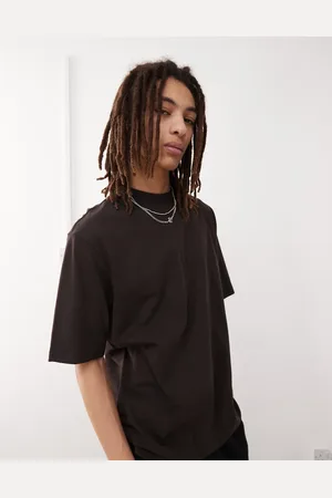 Weekday – Locker geschnittenes T-Shirt aus schwerem Jersey in Dunkelbraun