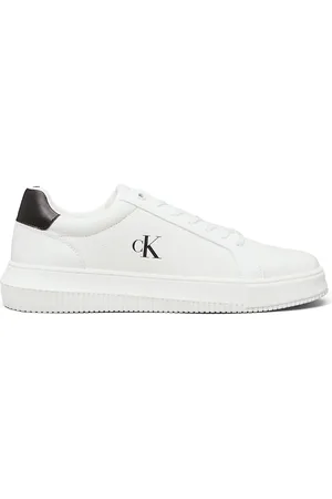 Calvin Klein – Leder-Sneaker in strahlendem Weiß/Schwarz
