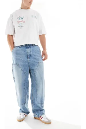 Pull&Bear – Weite Jeans in verwaschenem mit Vordertaschendetail