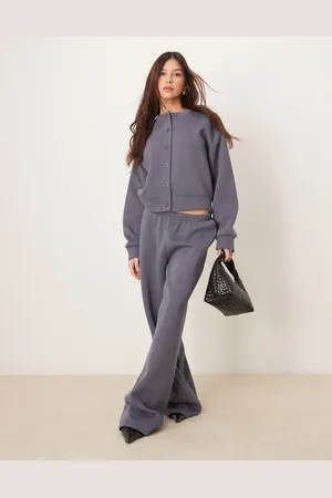 ASOS – Sweat-Jogginghose in Anthrazit mit weitem Bein, Kombiteil