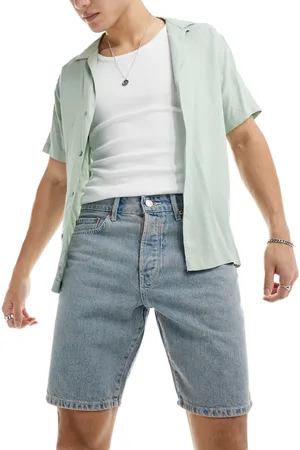 Only & Sons – Edge – Gerade geschnittene Jeansshorts in Hellblau mit Rosaton