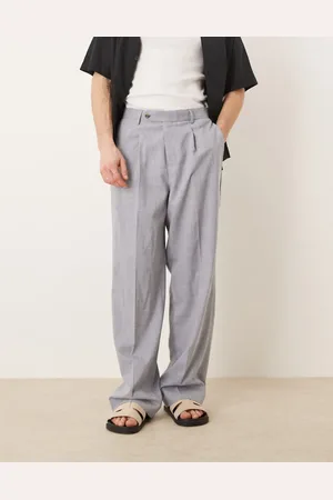 ASOS – Elegante Hose in staubigem mit Kreuzschraffur, weitem Bein und Bundfalten