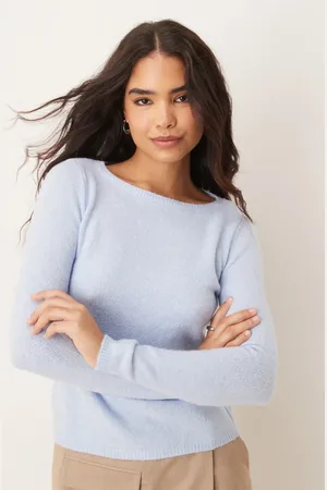 MANGO – Leichter Pullover in Blassblau mit U-Boot-Ausschnitt