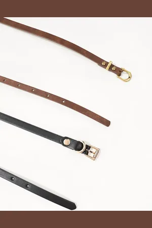 ASOS – 2er-Pack schmale Taillen- und Hüftgürtel in Schwarz und Hellbraun