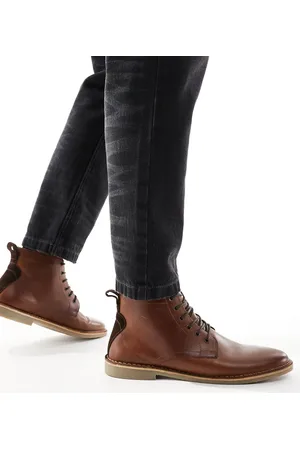 ASOS – Schnür-Boots aus Leder in Hellbraun