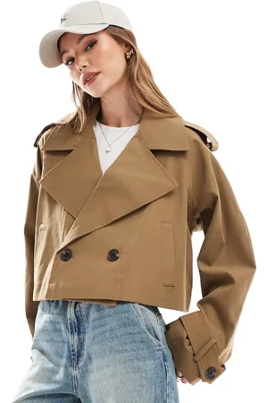ASOS – Kurzer Trenchcoat in Olivgrün
